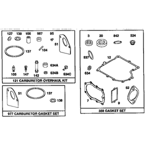 Gasket Sets Diagram and Parts List for 259700-259799 0102, 0104, 0117 Briggs and Stratton Engine